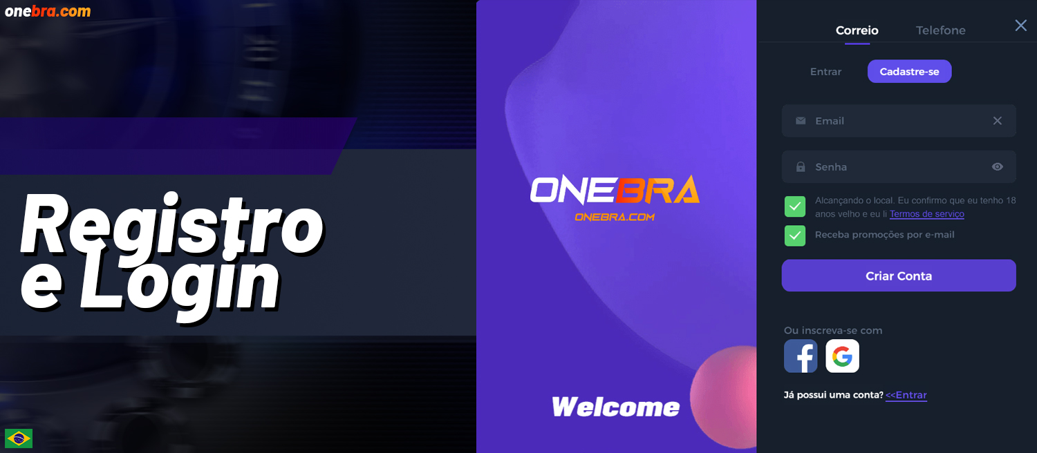 Instruções para se registar e iniciar sessão na sua conta OneBra
