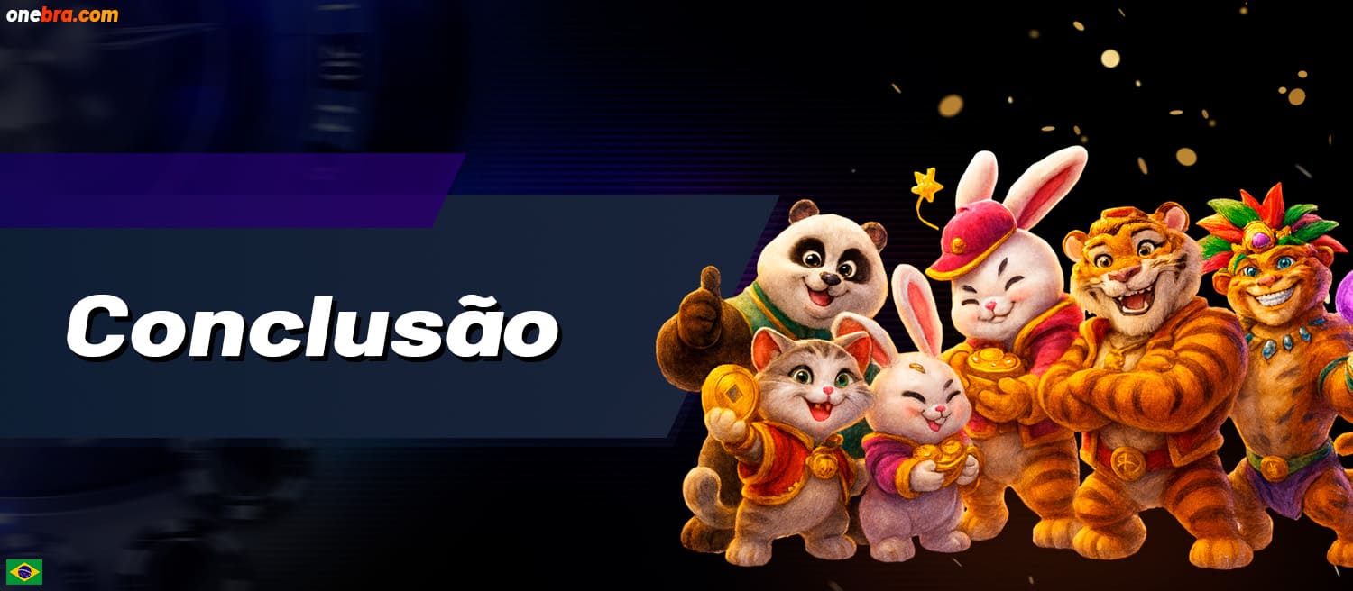 Personagens de animais típicos de slots, marcando a parte final da avaliação do OneBra.
