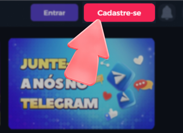 Área superior do site com destaque para a aba de cadastro.